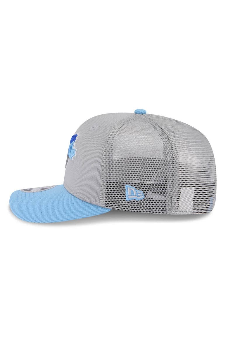New Era Men's New Era  Gray/Powder Blue Toronto Blue Jays 2025 Batting Practice 9SEVENTY Stretch-Snap Trucker Hat, Alternate, color, 