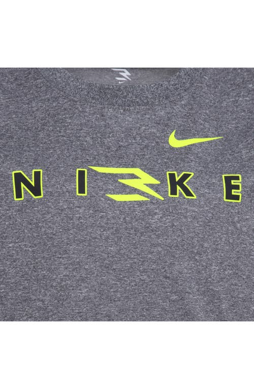 Shop 3 Brand Kids' Dri-fit Wordmark Logo T-shirt & Shorts Set In Carbon Heather