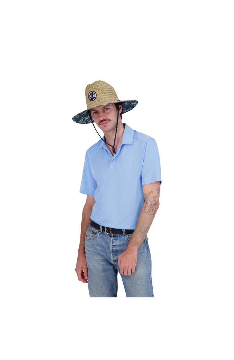 Element Woven Seagrass Lifeguard Hat with Camo Under Brim and Braided Chin Cord, Alternate, color, Green