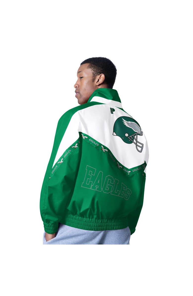 Pro Player Men
s Pro Player White/Kelly Green Philadelphia Eagles Retro Tape II Lightweight Full-Zip Jacket, Alternate, color, White