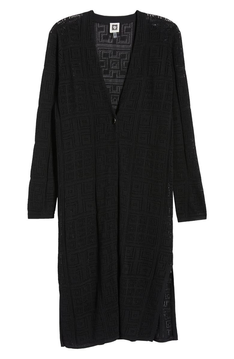 Anne Klein Open Stitch Cotton Blend Long Cardigan, Main, color, 