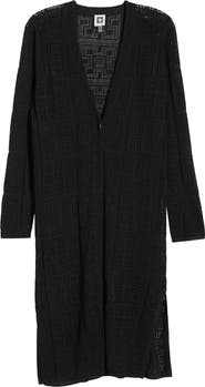 Anne Klein Open Stitch Cotton Blend Long Cardigan
