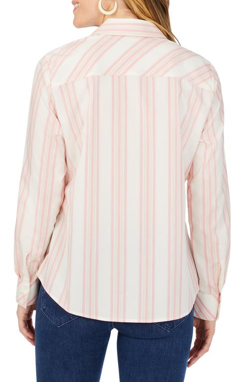 Foxcroft Riley Stripe Cotton Button-up Shirt In Pink