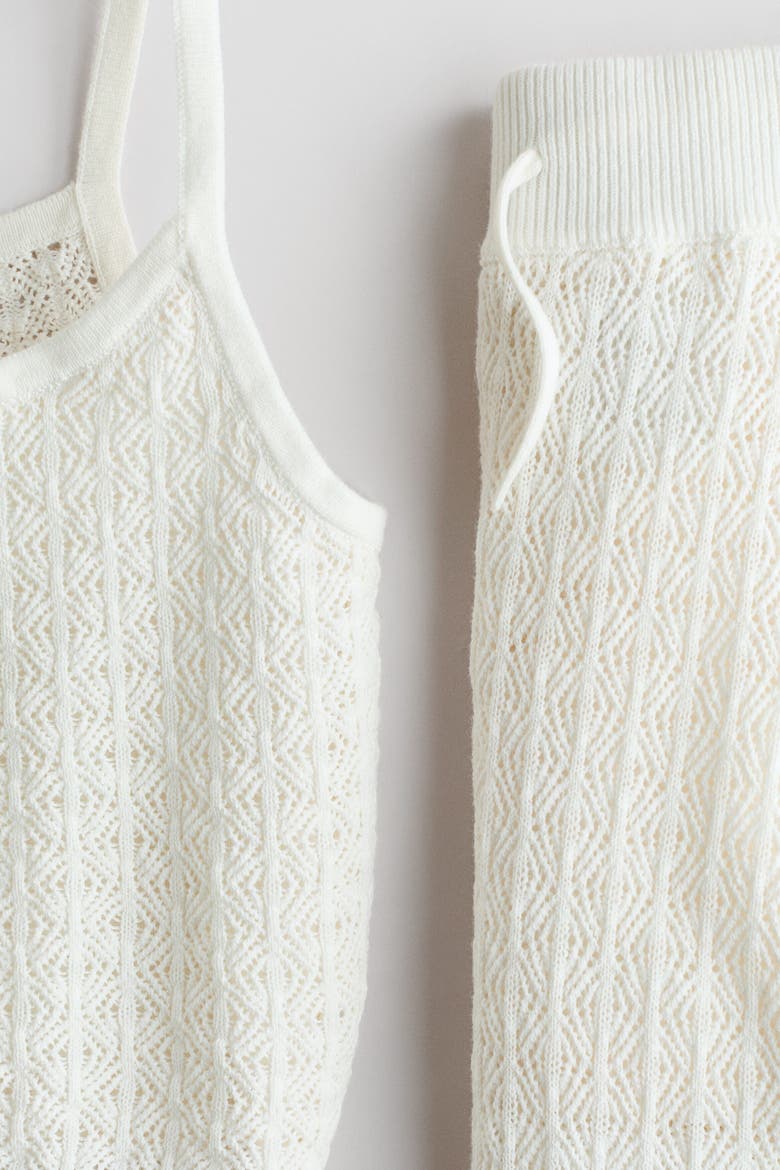2-piece Pointelle-knit Cotton Set, Alternate, color, White