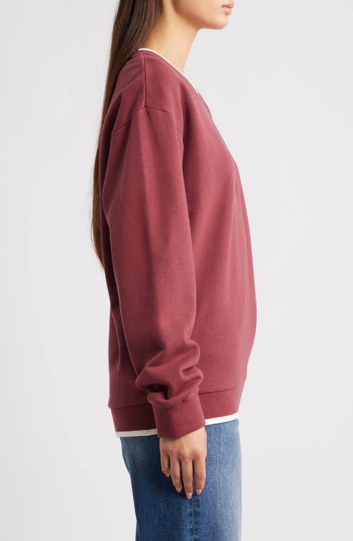 Golden Hour Teddy Bear Santa Embroidered Graphic Sweatshirt In Burgundy