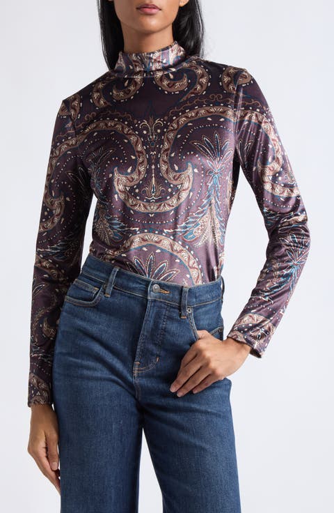 Nate Mock Neck Velvet Top