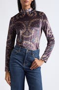 Veronica Beard Nate Mock Neck Velvet Top