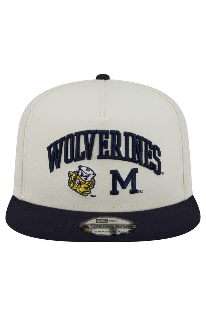 New Era Men's New Era White Michigan Wolverines Collegiate 9FIFTY A-Frame Snapback Hat, Alternate, color, White