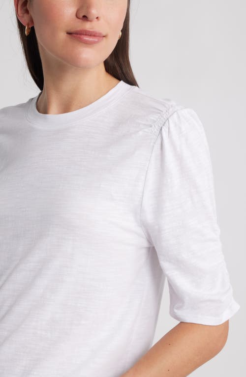 Caslonr Caslon(r) Puff Sleeve Cotton Blend T-shirt In White