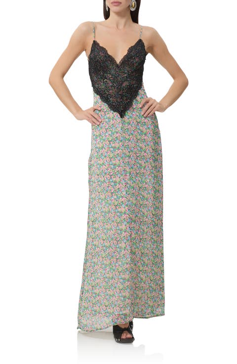Prianka Floral Lace Inset Maxi Dress