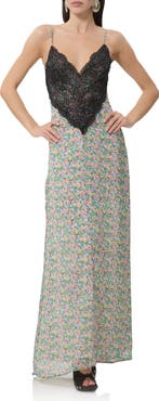 AFRM Prianka Floral Lace Inset Maxi Dress