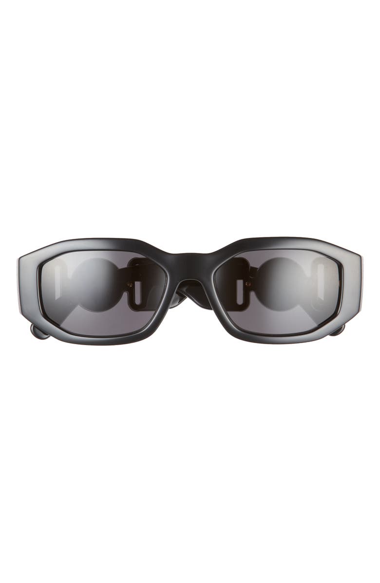 Versace 53mm Rectangular Sunglasses, Main, color, Dark Grey