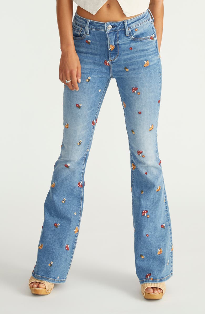 Driftwood Farrah x Wonderland Embroidered Flare Leg Jeans, Main, color, 