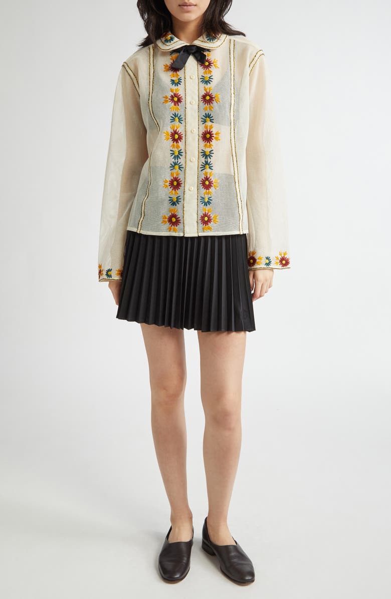 Bode Candyfloss Cotton Blouse, Alternate, color, White Multi