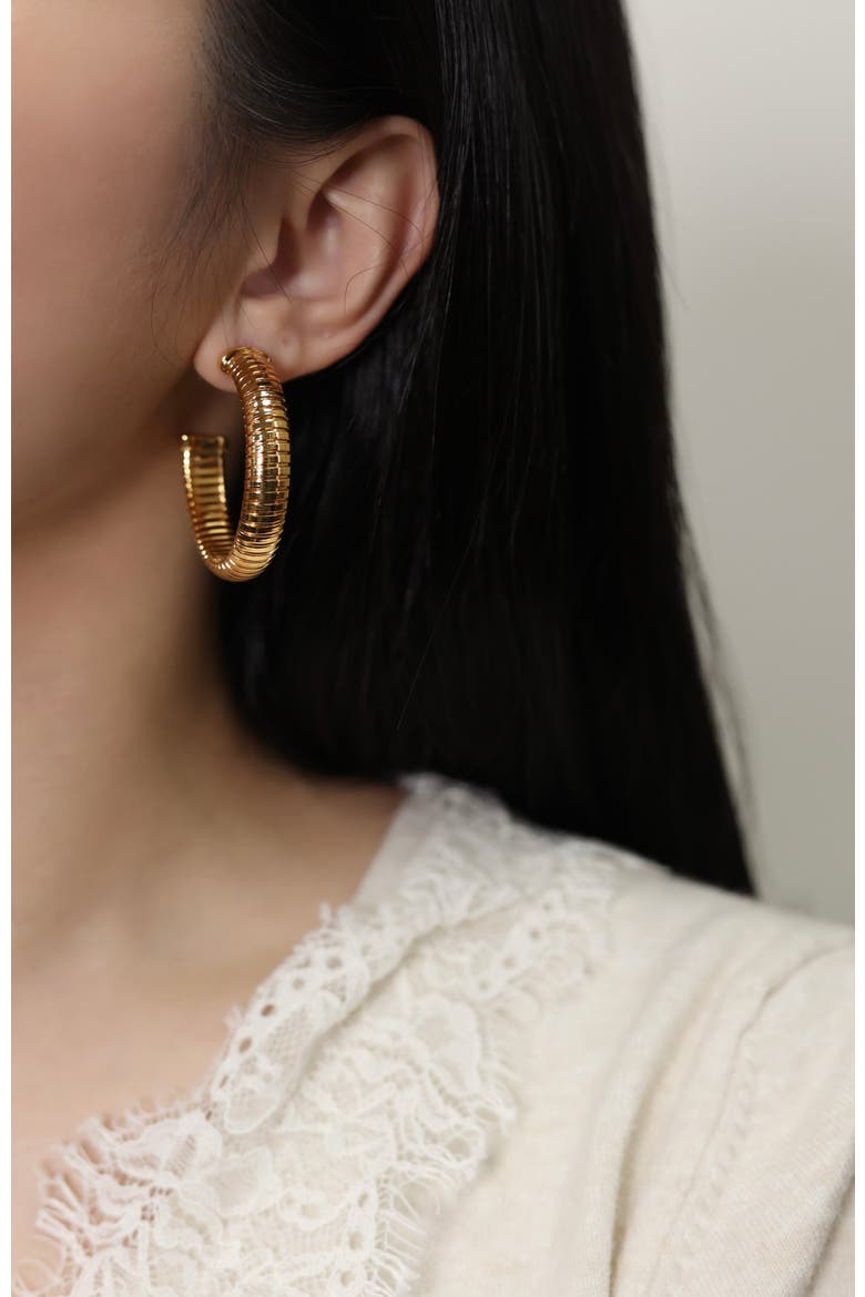 Large Minimalist Hoop Earrings, Alternate, color, Gold