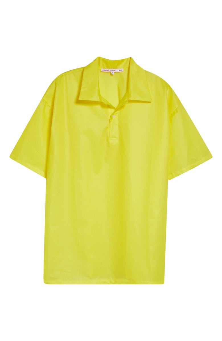 COMING OF AGE Oversize Cotton Polo Top, Main, color, Sunshine Cotton