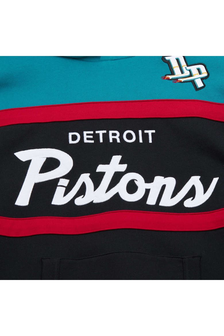 Men's Mitchell & Ness Black/Teal Detroit Pistons Head Coach Pullover Hoodie, Alternate, color, Black