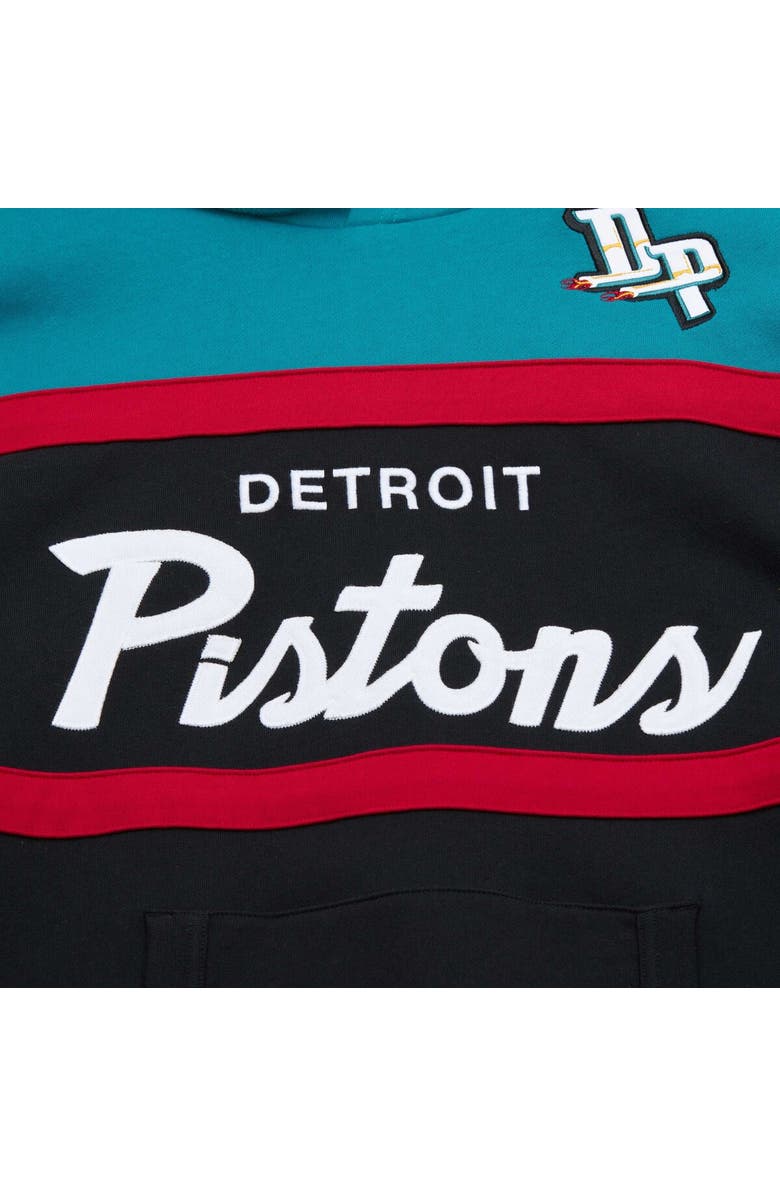 Mitchell & Ness Men's Mitchell & Ness Black/Teal Detroit Pistons Head Coach Pullover Hoodie, Alternate, color,