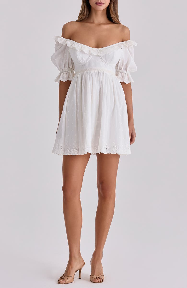 HOUSE OF CB Maisie Broderie Anglaise Cotton Babydoll Minidress, Main, color,