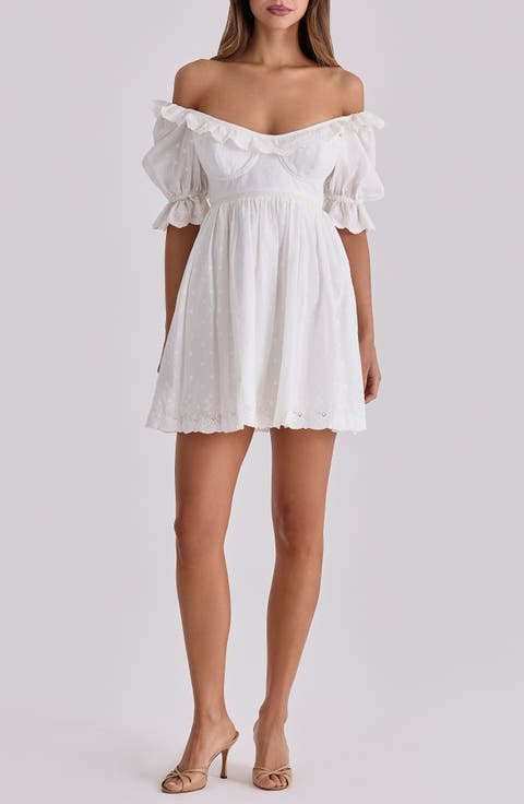 Maisie Broderie Anglaise Cotton Babydoll Minidress