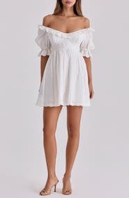 HOUSE OF CB Maisie Broderie Anglaise Cotton Babydoll Minidress