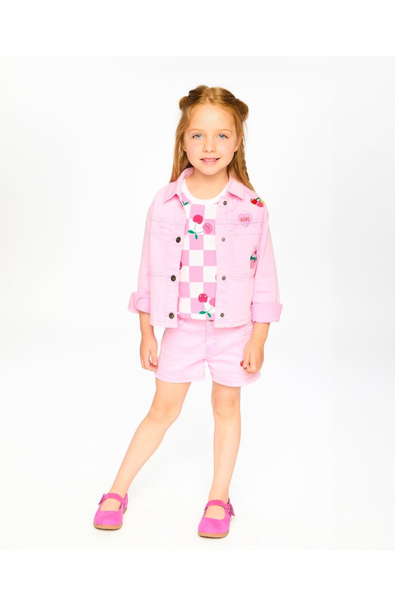 Deux par Deux Embroidered Patches Denim Jacket, Alternate, color, Pink