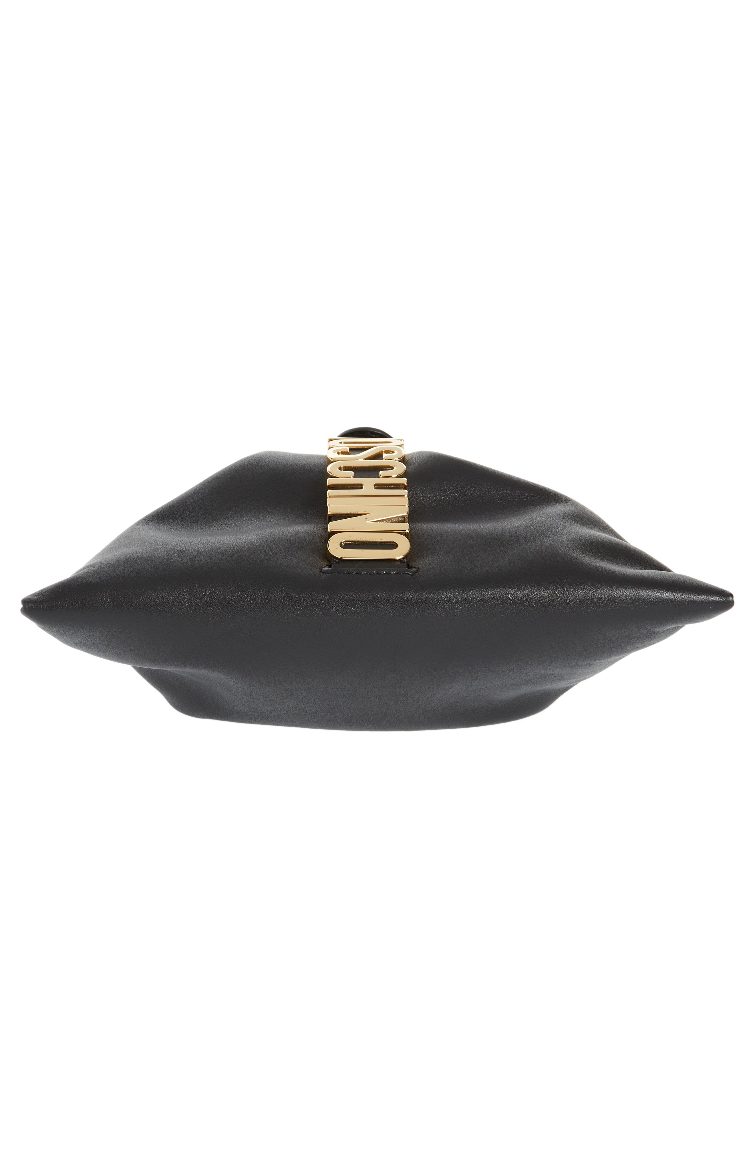 Moschino Logo Leather Drawstring Crossbody Bag, Alternate, color, 