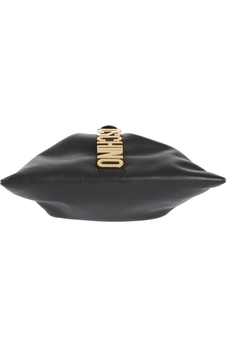 Moschino Logo Leather Drawstring Crossbody Bag, Alternate, color,