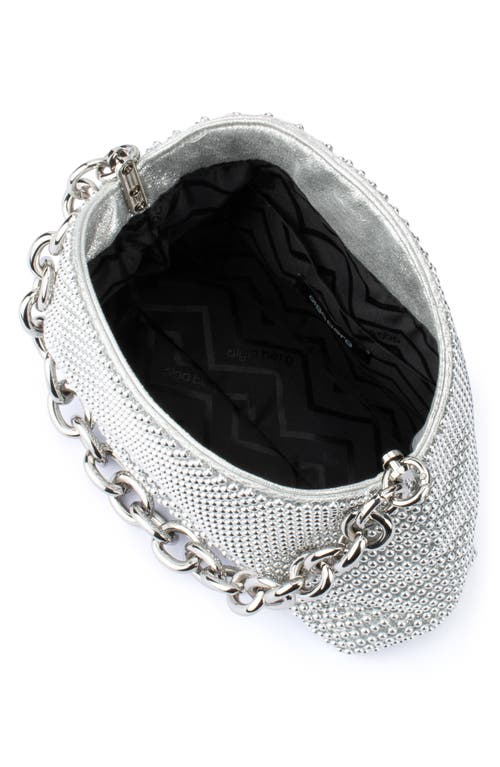 Olga Berg Skylar Ball Mesh Shoulder Bag In Silver