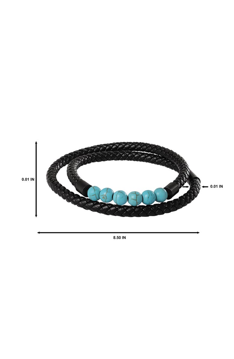 Lucky Brand Leather & Turquoise Beaded Bracelet, Alternate, color, Black/Turquoise