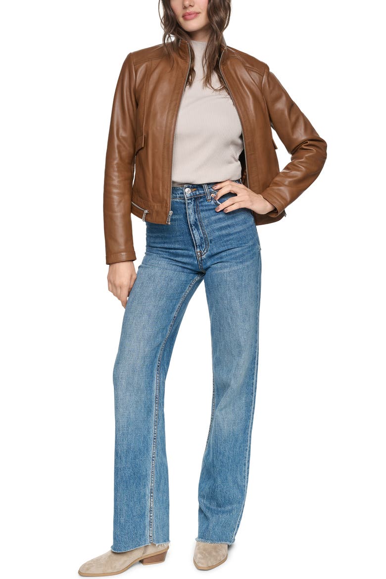 Rowan Leather Racer Jacket, Alternate, color, COGNAC