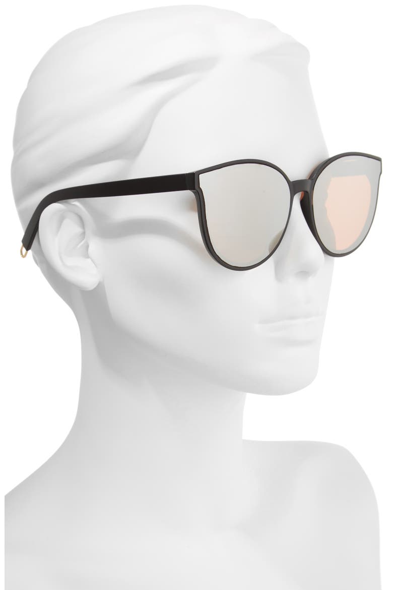 59mm Metal Tip Round Sunglasses, Alternate, color, BLACK/ ROSE GOLD
