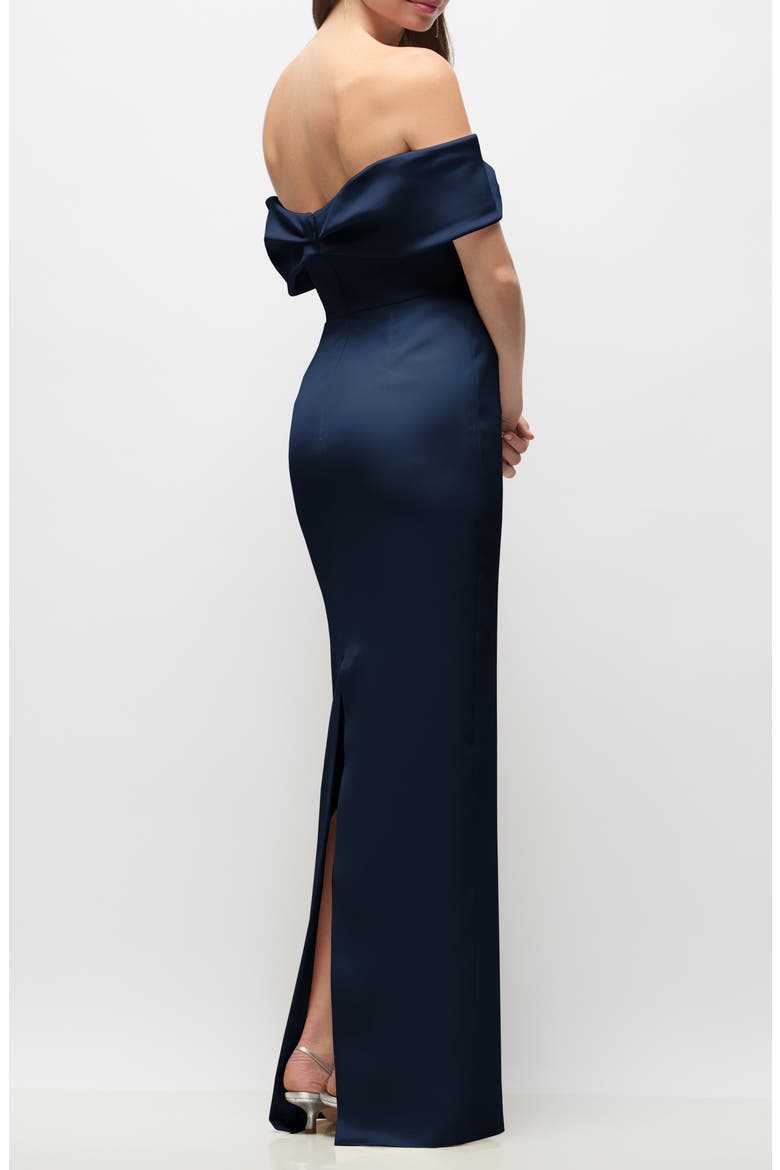 Daphne Off the Shoulder Satin Gown, Alternate, color, MIDNIGHT