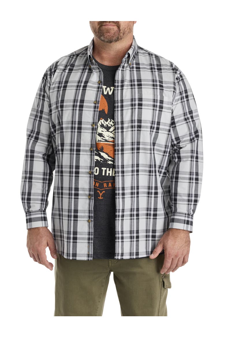 Big & Tall Easy-Care Lg Plaid Sport Shirt, Alternate, color, GREY