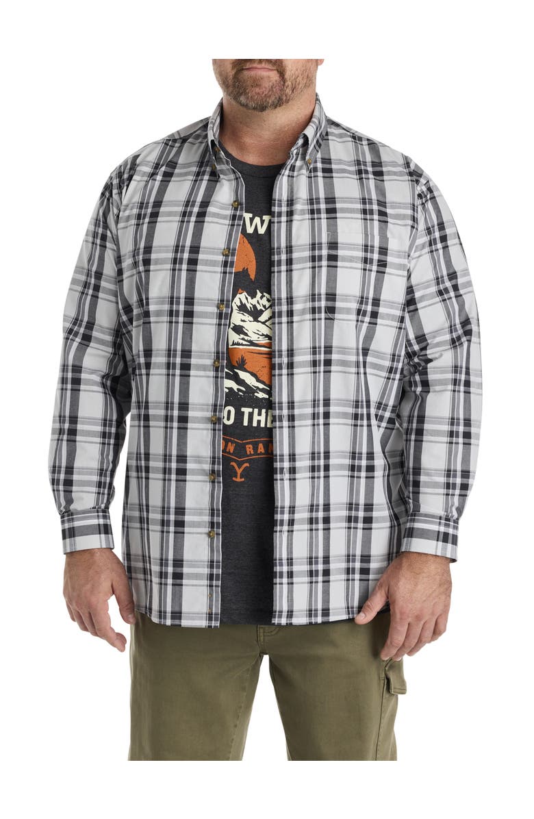 Harbor Bay by DXL Big & Tall Easy-Care Lg Plaid Sport Shirt, Alternate, color, Grey