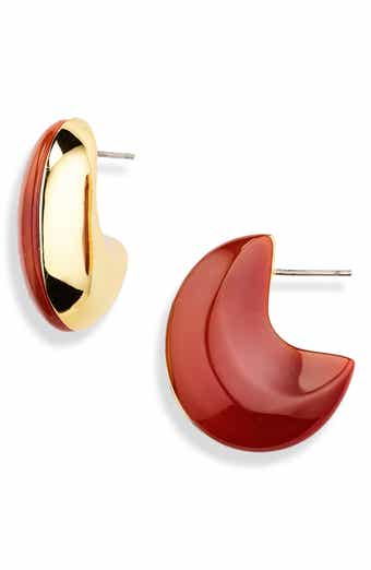 Chunky Half Stone Hoop Earrings