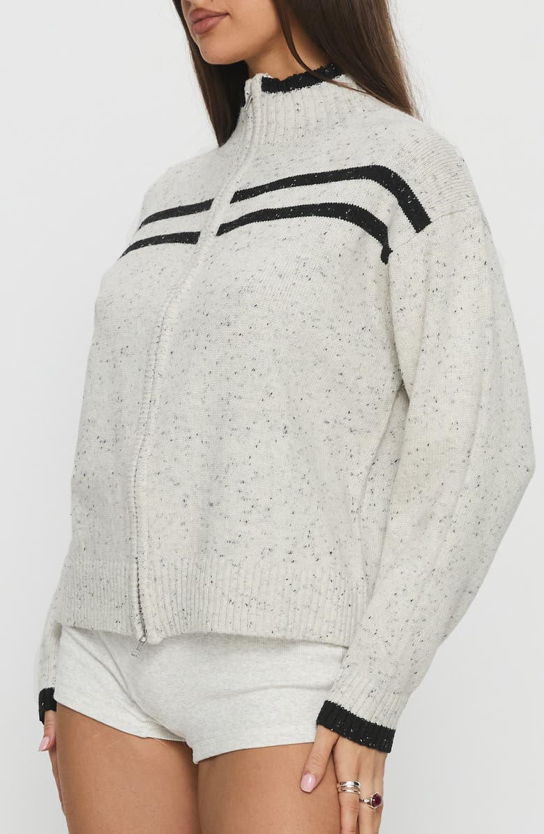 Princess Polly Overstayed Stripe Knit Jacket, Alternate, color, Grey