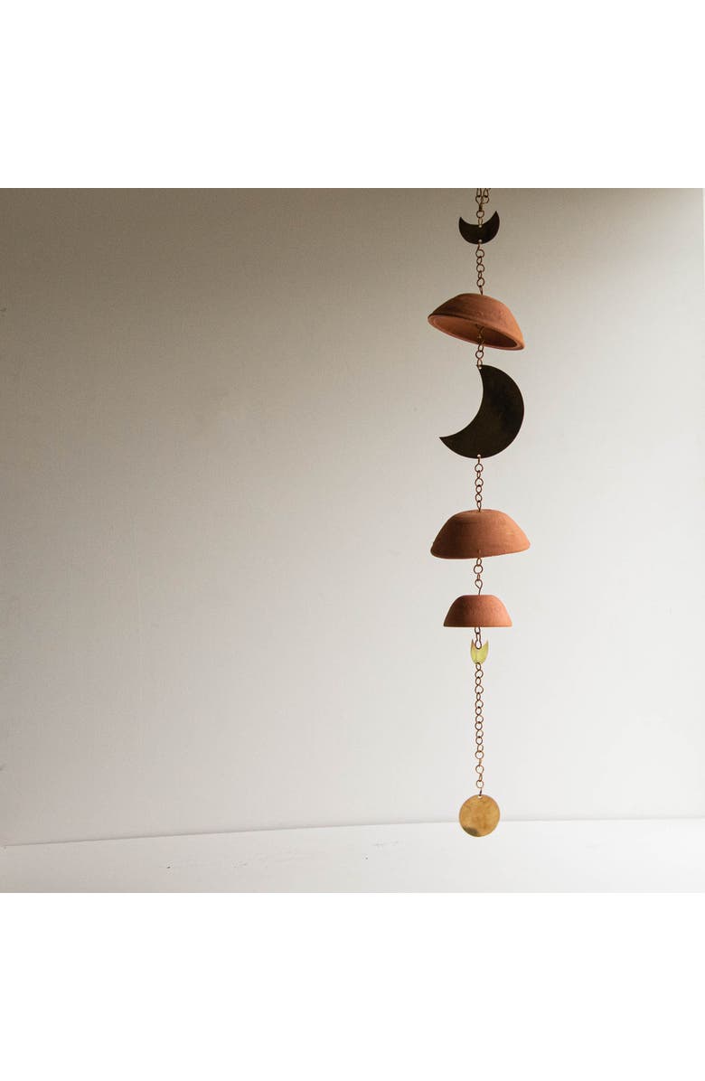 Foreside Home and Garden Moon Brass Terracotta & Metal Wall Hanging, Main, color, Brown