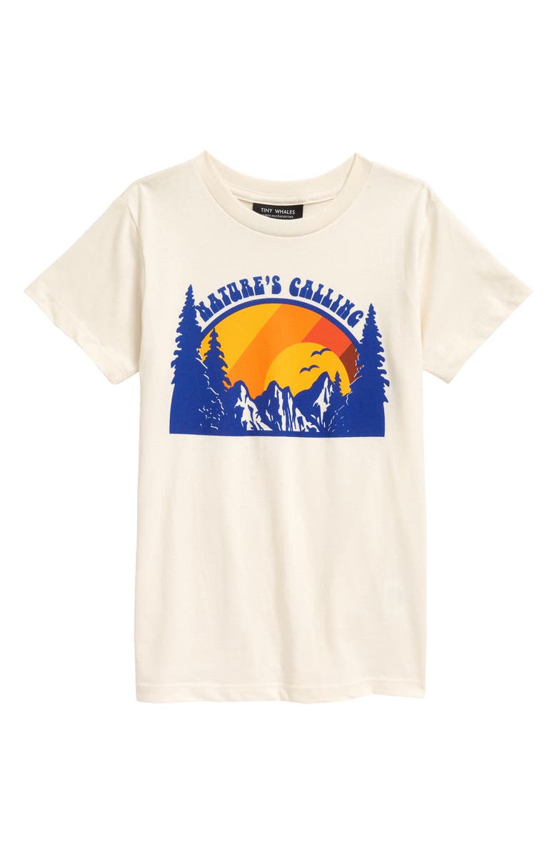 Tiny Whales Kids' Nature's Calling Cotton Graphic Tee, Main, color, Natural