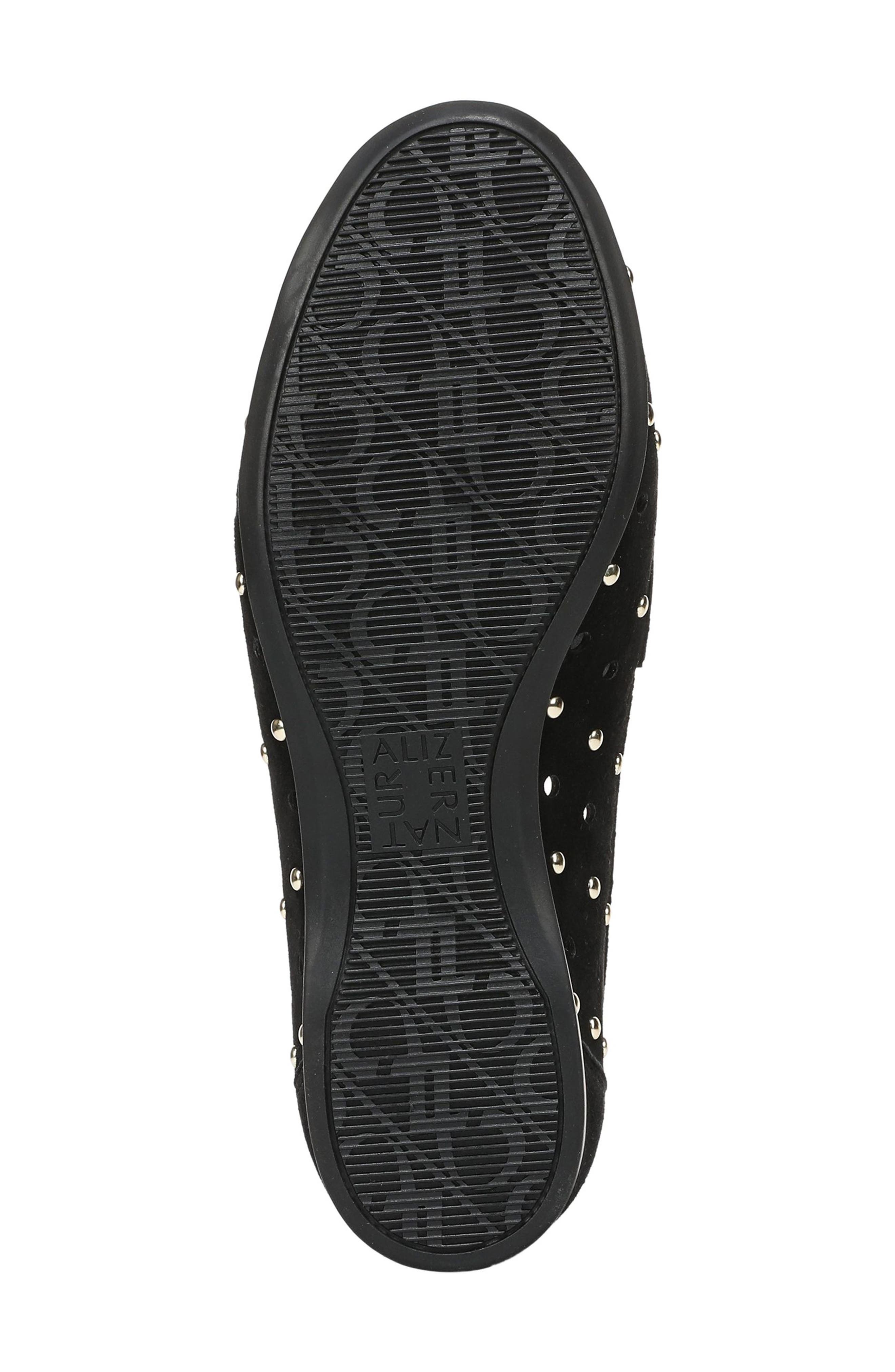 Bloom Stud Penny Loafer, Alternate, color, BLACK SUEDE