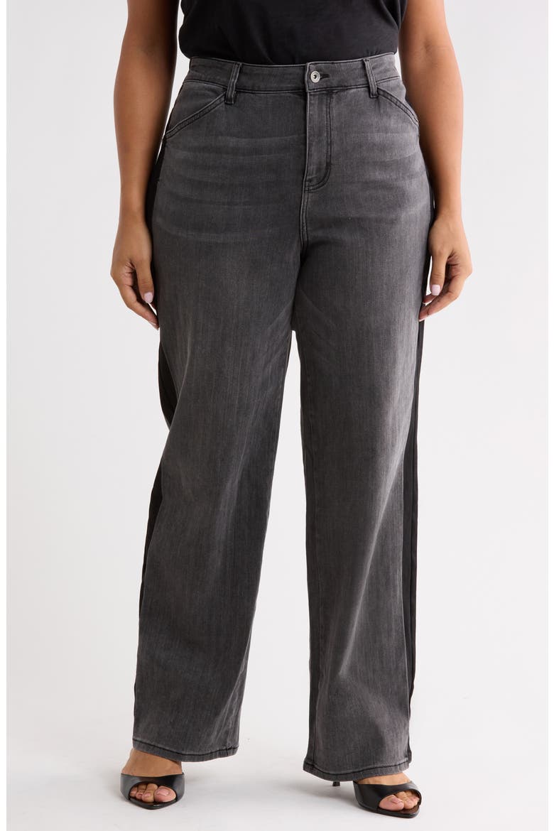 Tuxedo Relaxed Straight Leg Jeans, Main, color, BLACK TIE