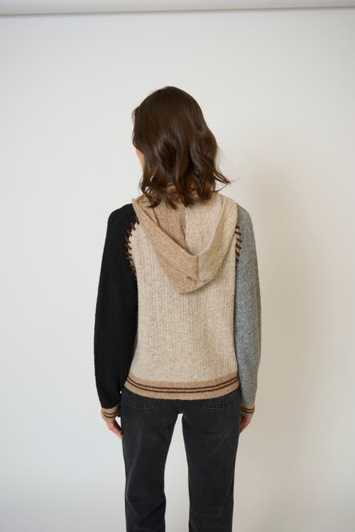 Central Park West Faye Cabled Hoodie W/whipstitch In Multi