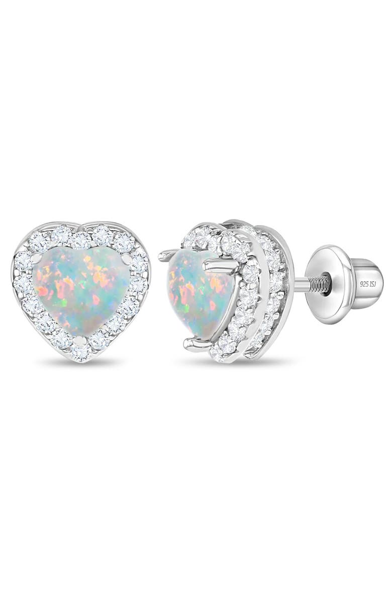 Opal Cubic Zirconia Heart Earrings, Main, color, Opal