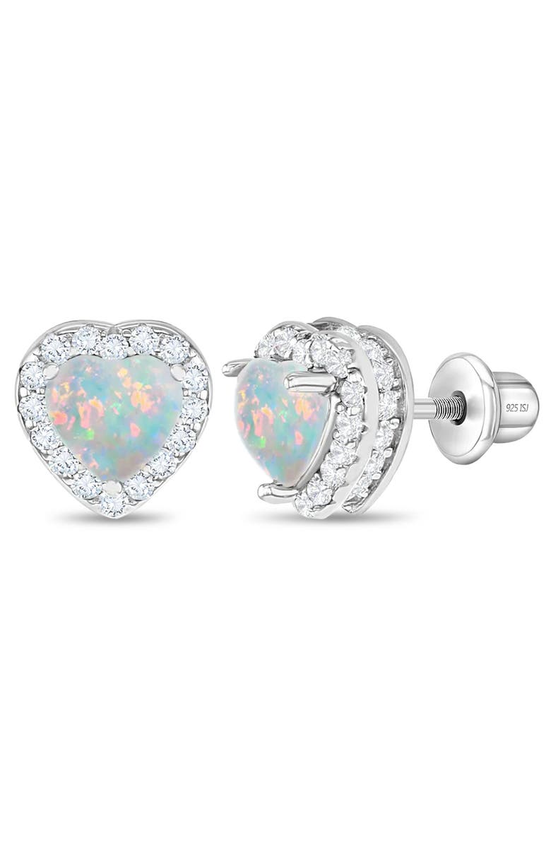 In Season Jewelry Opal Cubic Zirconia Heart Earrings, Main, color, Opal