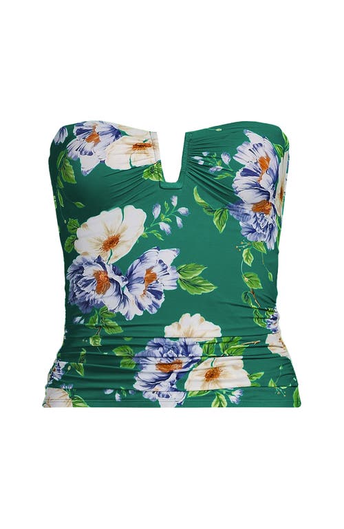 Lands' End Slender Bandeau U-wire Tankini Swimsuit Top In Island Emerald Petunia Floral