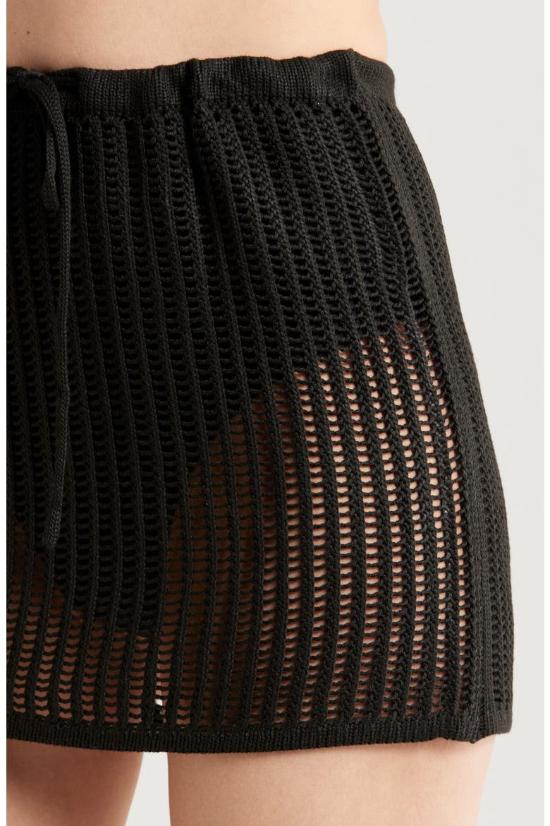 Open Stitch Cover-Up Miniskirt, Alternate, color, BLACK