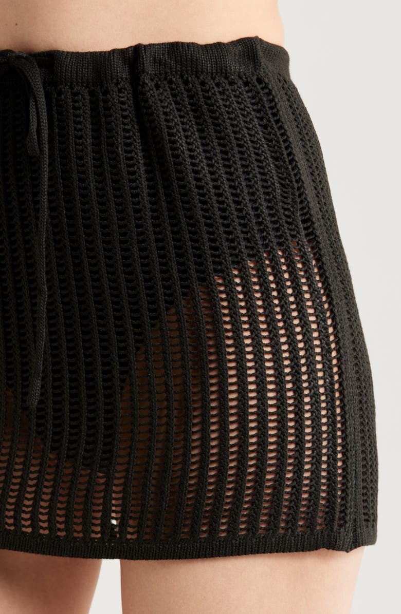 Elan Open Stitch Cover-Up Miniskirt, Alternate, color, Black