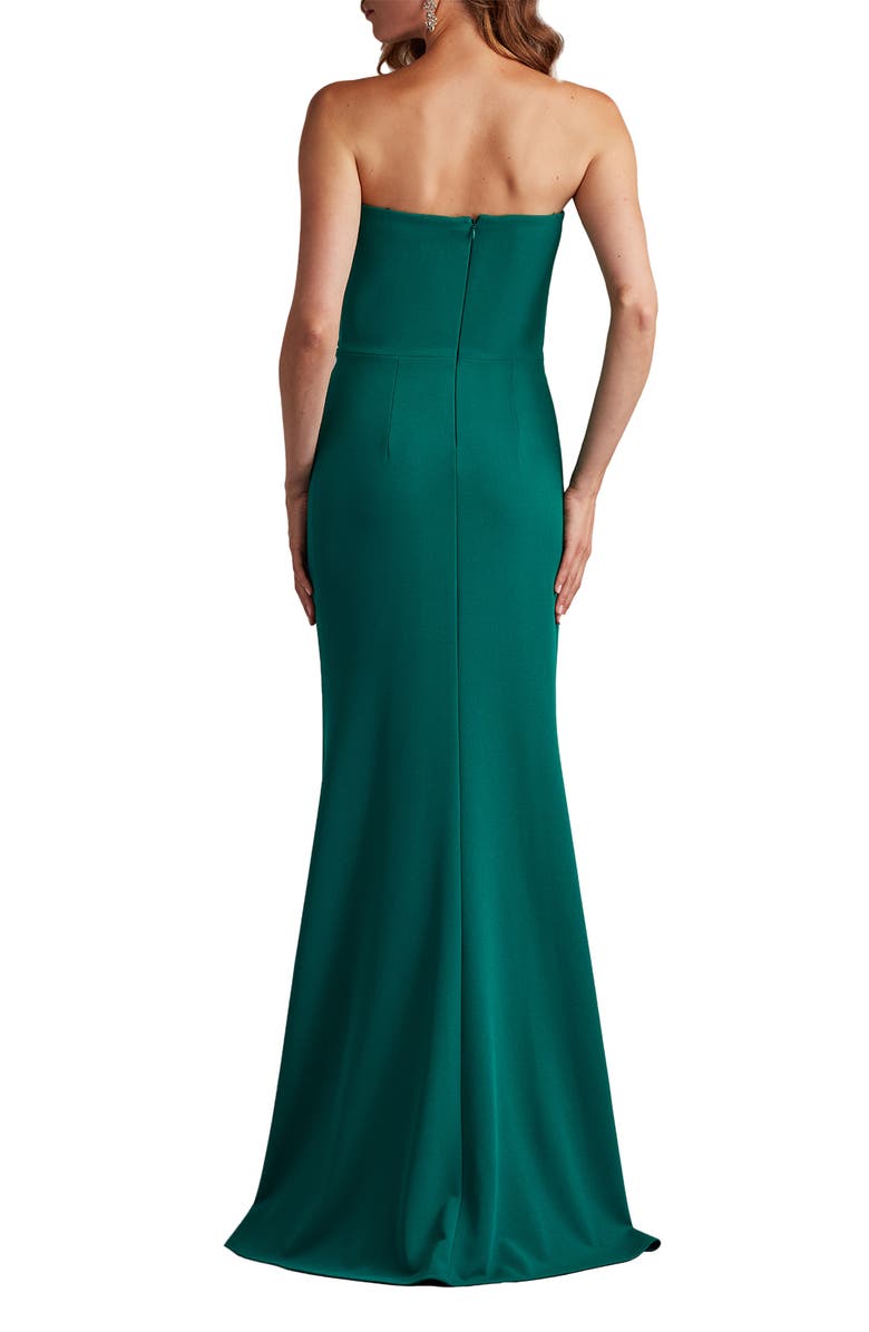 Tadashi Shoji Ruffle Front Strapless Gown, Alternate, color, Emerald