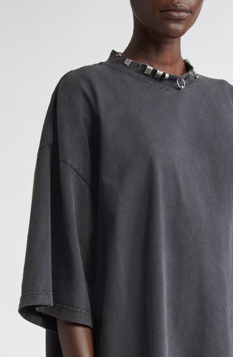 Balenciaga Piercing Hardware T-Shirt Minidress, Alternate, color, 1000 Black