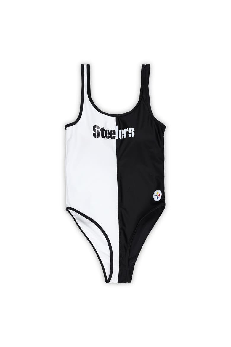 Women's G-III 4Her by Carl Banks Black/White Pittsburgh Steelers Last Stand One-Piece Swimsuit, Alternate, color, Black